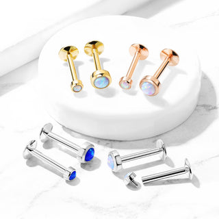 Titanium Labret Opal Round Internally Threaded