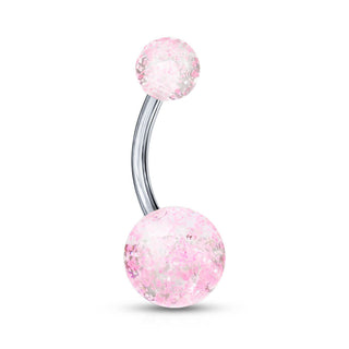 Titanium Belly Button Piercing Acrylic Ultra Glitter Ball