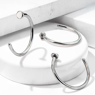 Titanium Nose Hoop Half Hoop Ring Silver