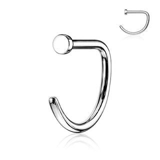 Titanium Nose Hoop Half D-Ring Silver