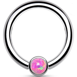 Titanium Ring Ball Flat Opal Silver Bendable