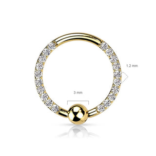 Titanio Anello Piercing Sfera con zircone Perla Prigioniera