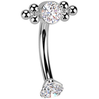 Titanium Belly Button Piercing zirconia balls cluster Internally Threaded