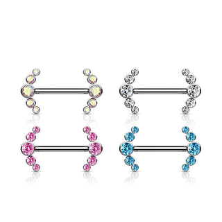 Titanium Nipple Piercing 5 Zirconia Silver Internally Threaded