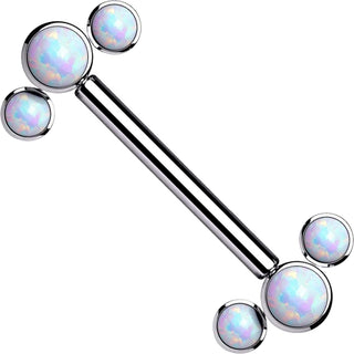Titanium Nipple Piercing 3 Opal Silver Internally Threaded