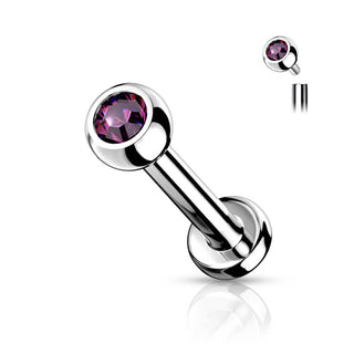 Titanium Labret Ball Zirconia Silver Internally Threaded