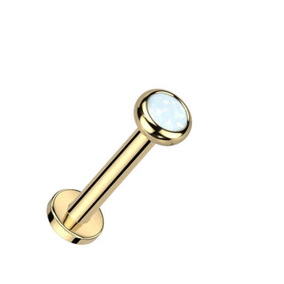 Titanium Labret Zirconia Opal Internally Threaded