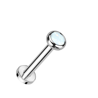 Titanium Labret Zirconia Opal Internally Threaded
