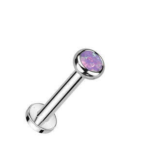 Titanium Labret Zirconia Opal Internally Threaded