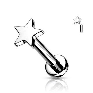 Titanium Labret Star Flat Internally Threaded