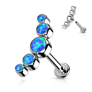 Titanium Labret 5 Opal Silver Internally Threaded
