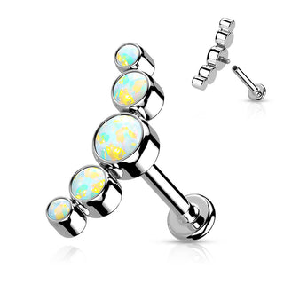 Titanium Labret 5 Opal Silver Internally Threaded