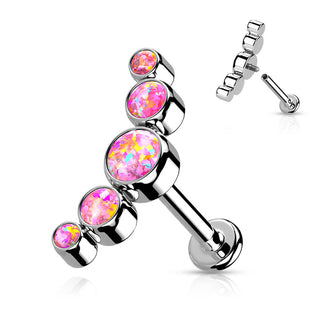 Titanium Labret 5 Opal Silver Internally Threaded