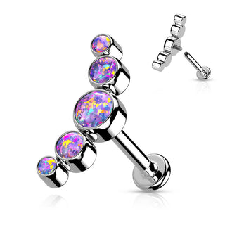 Titanium Labret 5 Opal Silver Internally Threaded
