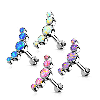 Titanium Labret 5 Opal Silver Internally Threaded