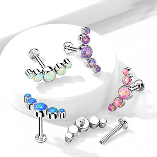 Titanium Labret 5 Opal Silver Internally Threaded