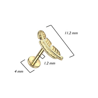 Titanium Labret Feather Internally Threaded