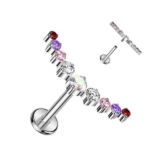 Titanium Labret 9 Zirconia Curved Internally Threaded