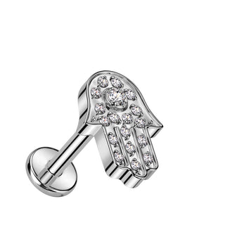 Titanium Labret Hamsa Zirconia Internally Threaded