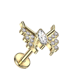 Titanium Labret Butterfly Zirconia Internally Threaded