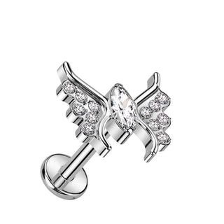 Titanium Labret Butterfly Zirconia Internally Threaded