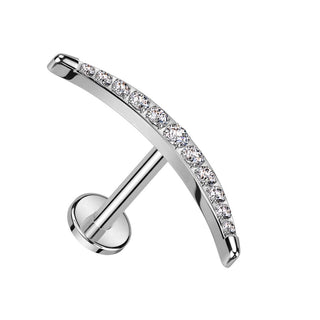 Titanium Labret Moon Zirconia Internally Threaded