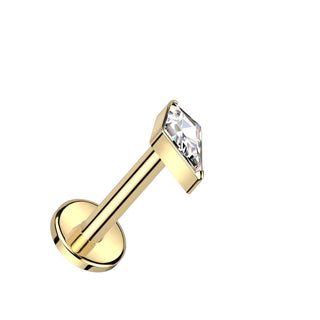 Titanium Labret Diamond Shaped Zirconia Internally Threaded