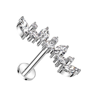 Titanium Labret Marquise Cut Zirconia Internally Threaded