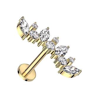 Titanium Labret Marquise Cut Zirconia Internally Threaded