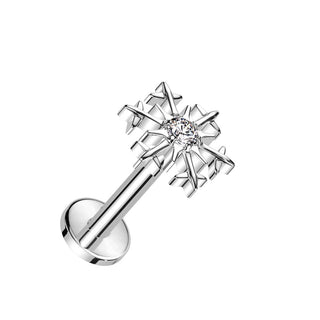 Titanium Labret Snowflake Zirconia Internally Threaded