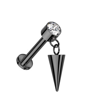 Titanium Labret Spike Zirconia Internally Threaded
