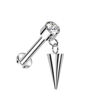 Titanium Labret Spike Zirconia Internally Threaded
