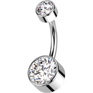 Tytan kolczyk do pępka cyrkonia okrągła gwint wewnętrzny