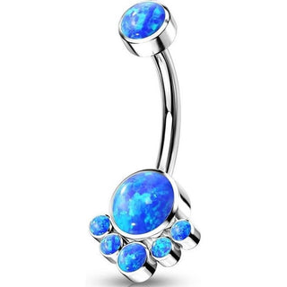 Titanio Piercing Ombelico Argento e opali Filettatura Interna