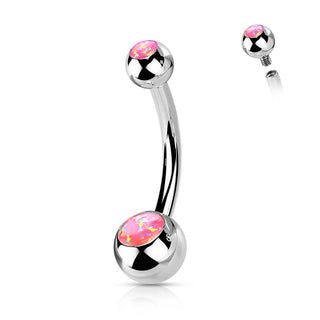 Titanium Belly Button Piercing Ball Opal Internally Threaded