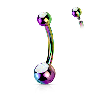 Titanium Belly Button Piercing Ball Opal Internally Threaded