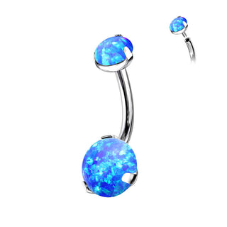 Titanium Belly Button Piercing Opal Dimple setting Internally Threaded
