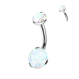 Titanium Belly Button Piercing Opal Dimple setting Internally Threaded