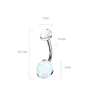 Titanium Belly Button Piercing Opal Dimple setting Internally Threaded