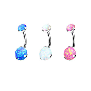 Titanium Belly Button Piercing Opal Dimple setting Internally Threaded