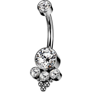 Titanium Belly Button Piercing Zirconia Opal Silver Internally Threaded