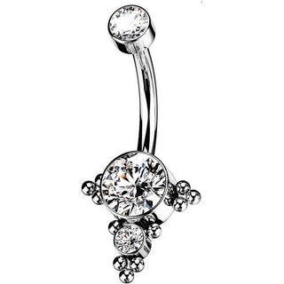 Titanium Belly Button Piercing Zirconia Opal Silver Internally Threaded