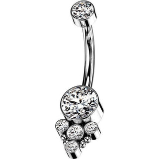 Titanium Belly Button Piercing Zirconia Opal Silver Internally Threaded