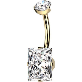 Tytan kolczyk do pępka kwadrat cyrkonia gwint wewnętrzny