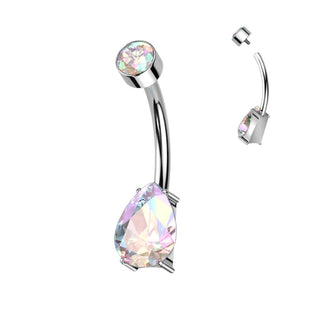 Titanium Belly Button Piercing Drop Zirconia Internally Threaded