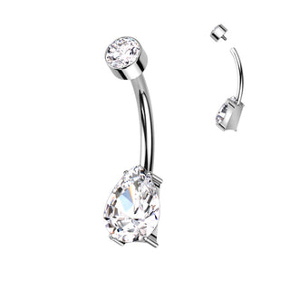 Titanium Belly Button Piercing Drop Zirconia Internally Threaded