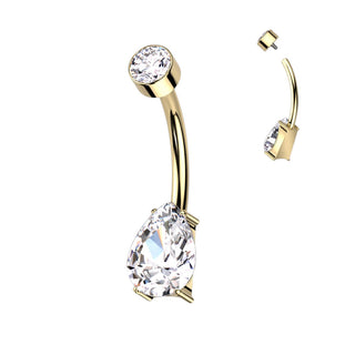 Titanium Belly Button Piercing Drop Zirconia Internally Threaded
