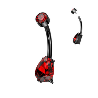 Titanium Belly Button Piercing Drop Zirconia Internally Threaded