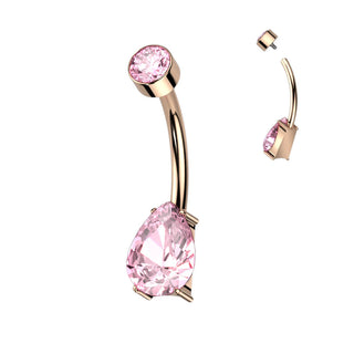 Titanium Belly Button Piercing Drop Zirconia Internally Threaded