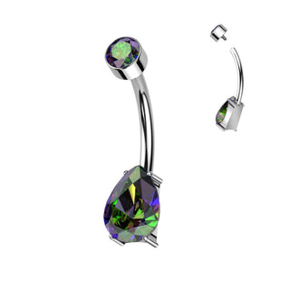 Titanium Belly Button Piercing Drop Zirconia Internally Threaded
